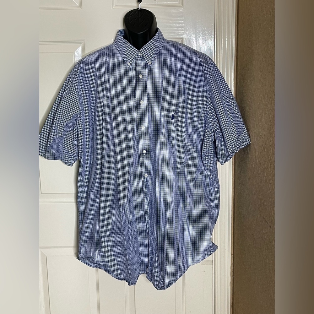 Polo Ralph Lauren Men's Check Blue Shirt, Size 2XLT- Blue​​​​​​​​​​​​​​​ - Picture 11 of 15